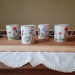 Vintage Lourioux Porcelaine Coffee Mugs